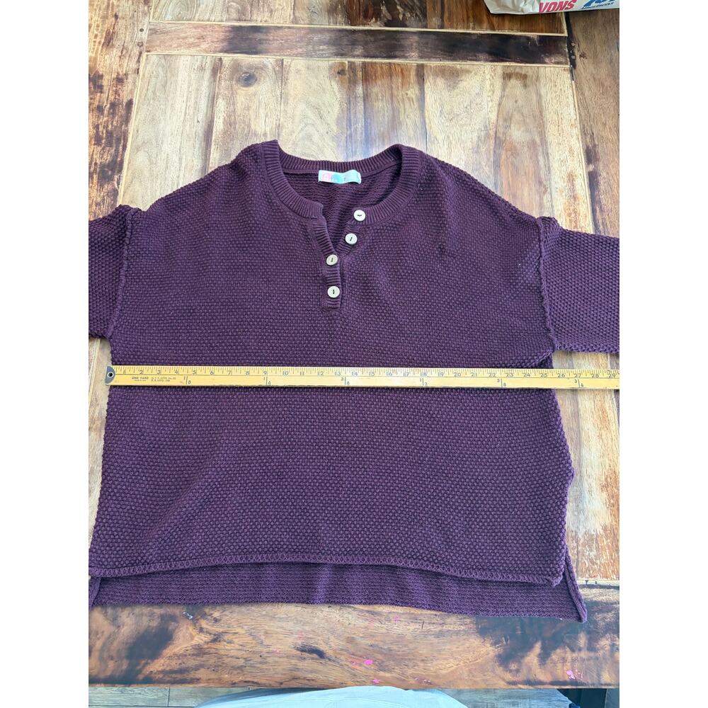 Free People Sweater Hailee Waffle Knit Mulberry Henley Purple Size Medium - Picture 9 of 9